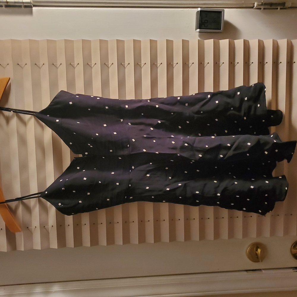 Blue Life Black Sundress Mini Dress XS with White Polka Dots